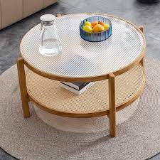 Natural Round Solid Wood Coffee Table