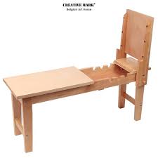 Creative Mark Belgian Art Horse Drawing Easel With Seating And Storage And Low Profile Canvas Support Back Beechwood Finish