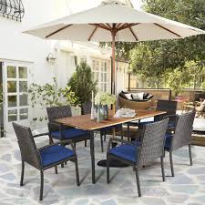 Patiojoy 7pcs Patio Rattan Dining Set