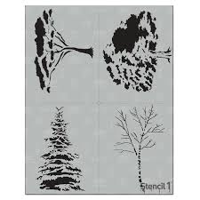 Stencil1 Trees Stencil 4 Pack