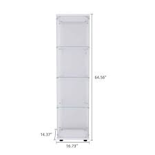 White Glass Display Cabinet With 4 Shelves With Door