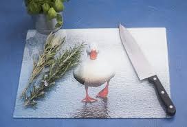 White Duck Glass Chopping Board Large
