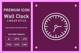 Wall Clock Linear Vector Icon Design