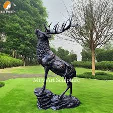 Large Standing Bronze Stag Sculpture
