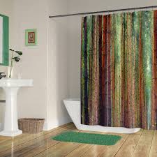 Green And Brown Striped Shower Curtain