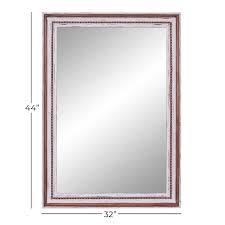 Brown Wall Mirror With Beading Accents