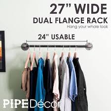 1 2 In X 2 Ft L Black Pipe Wall Mounted Clothing Rack Kit