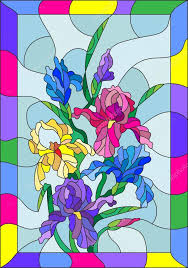 Stained Glass Style With Flowers Buds