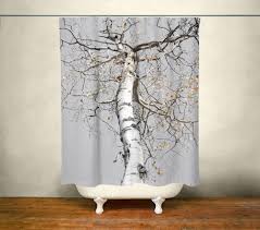 White Birch Tree Shower Curtain With