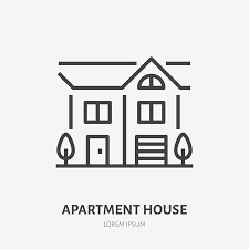 Country House Flat Line Icon Vector