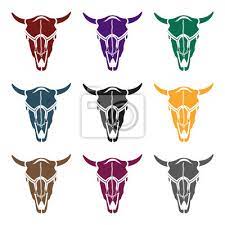 Bull Skull Icon In Black Style Isolated