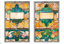 Pair Of Arts Crafts Stained Glass Windows