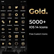 5000 Gold Iphone Ios 14 App Icons Pack
