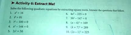 Solved Activity 6 Extract Mel Solve