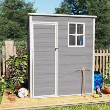 Outdoor Gray Resin Storage Plastic Shed