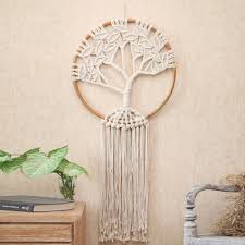 Handcrafted Ivory Macrame Tree Wall