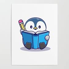 Cute Penguin Writing Book Icon