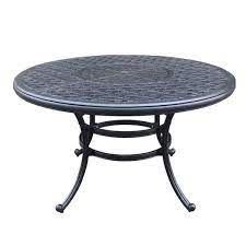 Patio Table Round Outdoor Dining Table 52 In W X 52 In L With Umbrella Hole