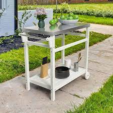 White Hdpe Bbq Grill Cart Outdoor Prep
