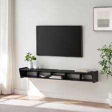 Black Wood Modern Floating Tv Stand