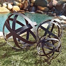 Metal Garden Spheres Orbs Set Of 3