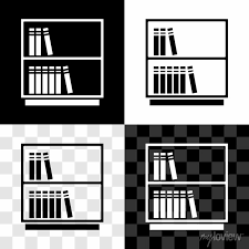 Set Library Bookshelf Icon Isolated On