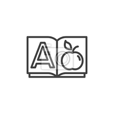 Alphabet Book A Page Line Icon Linear