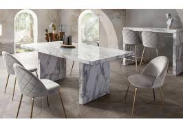 Faux Marble Gray Velvet 5 Pc Dining