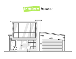 Modern Stylish Houses In Line Art Icon