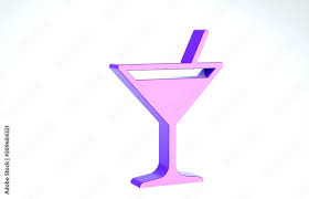 Purple Martini Glass Icon Isolated On