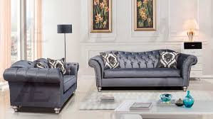 Greyish Blue Fabric Sofa Set Ae 600