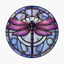 A Stained Glass Window With A Dragonfly