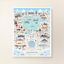 Epcot Map Poster Whimsical Home Decor