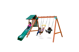 backyard playset with slide and swings