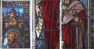 Pair Of Double Religious Stained Glass