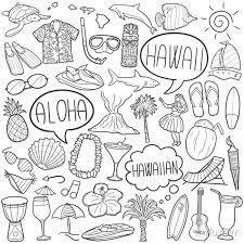 Hawaii Doodle Icon Set Travel