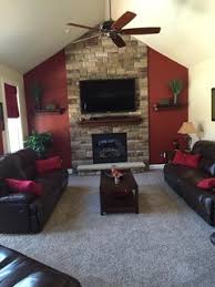 75 All Fireplaces Living Room With Red