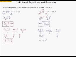 2 5 Literal Equations And Formulas