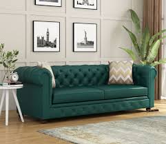 Henry 3 Seater Sofa Leatherette Leaf