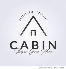 Minimal Cabin Logo Outline Log Cottage