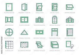 Window Types Line Icons Vector