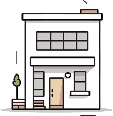 A Cartoon Drawing Of A House With A