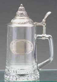 Pewter Emblem Glass Stein W Removable
