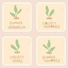 Summer Stickers With Small Plants And