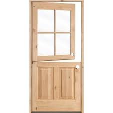Krosswood Doors 36 In X 80 In Farmhouse Knotty Alder Left Hand Inswing 4 Lite Clear Glass Unfinished Dutch Wood Prehung Front Door