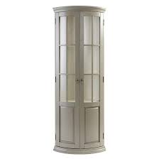 Chilton Warm Gray Glass Door Corner Cabinet