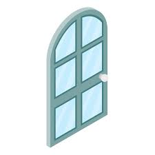 Arched Glass Door Icon In Isometric 3d