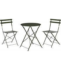 Green Foldable Garden Set Table 2 Chairs