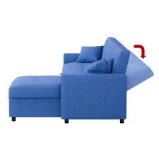 Blue Cotton Reversible Sectional Sofa