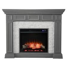 Mackson 50 In Faux Stone Electric Fireplace In Gray